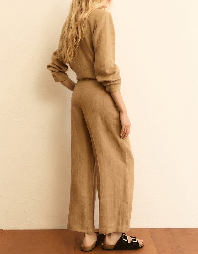 Emme - Ecru Linen Tailored Trousers