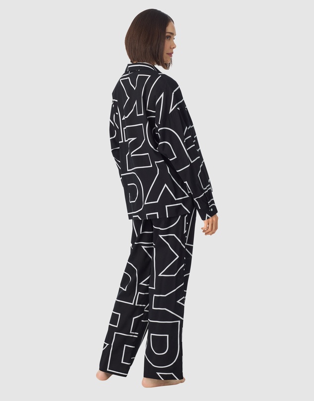 DKNY - Cotton & Viscose Button Up Long Sleeve Long Pyjama Set