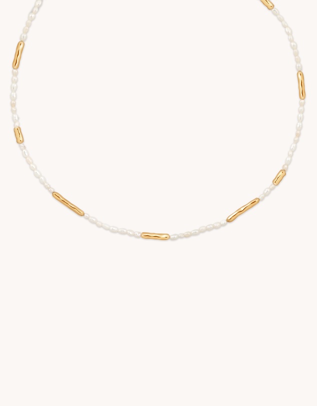 Astrid & Miyu - Pearl and Molten 18ct Gold Plated Necklace
