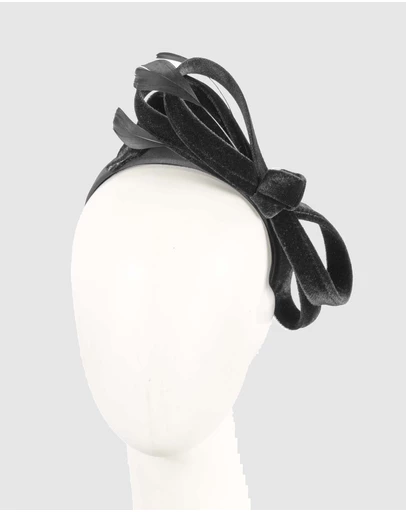 Max Alexander - Large Black Velvet Bow Racing Fascinator
