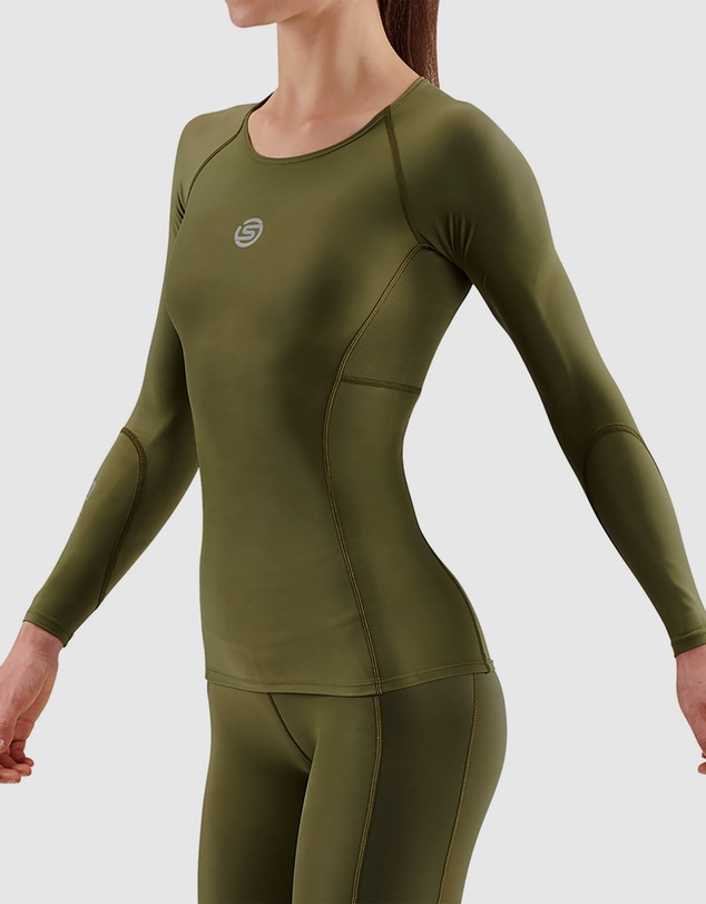 SKINS - SKINS Compression Women's Series-3 Active Long Sleeve Top Khaki