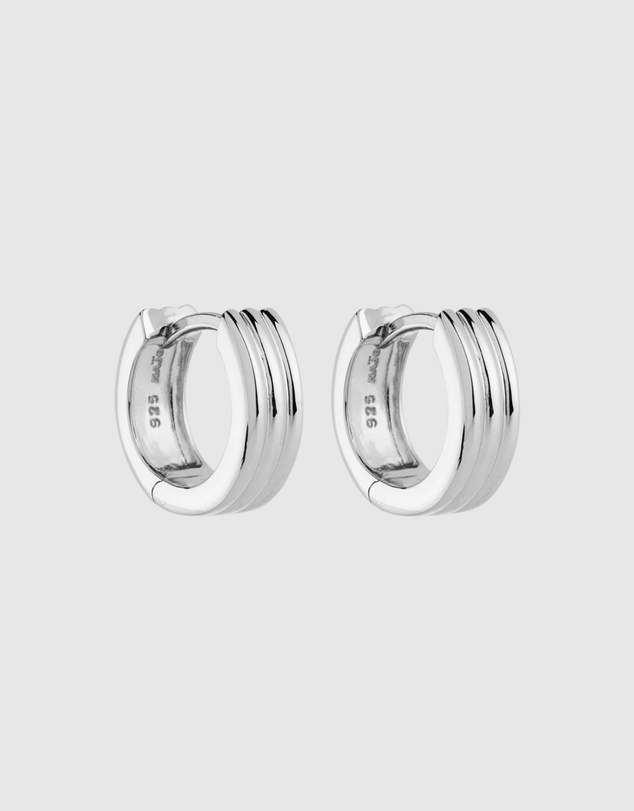 Najo - Carrousel Silver Huggie Earrings