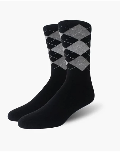 Swanky Socks - Black Argyle