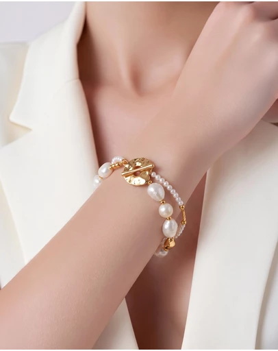 Mossée - Celeste Pearl Layered Bracelet