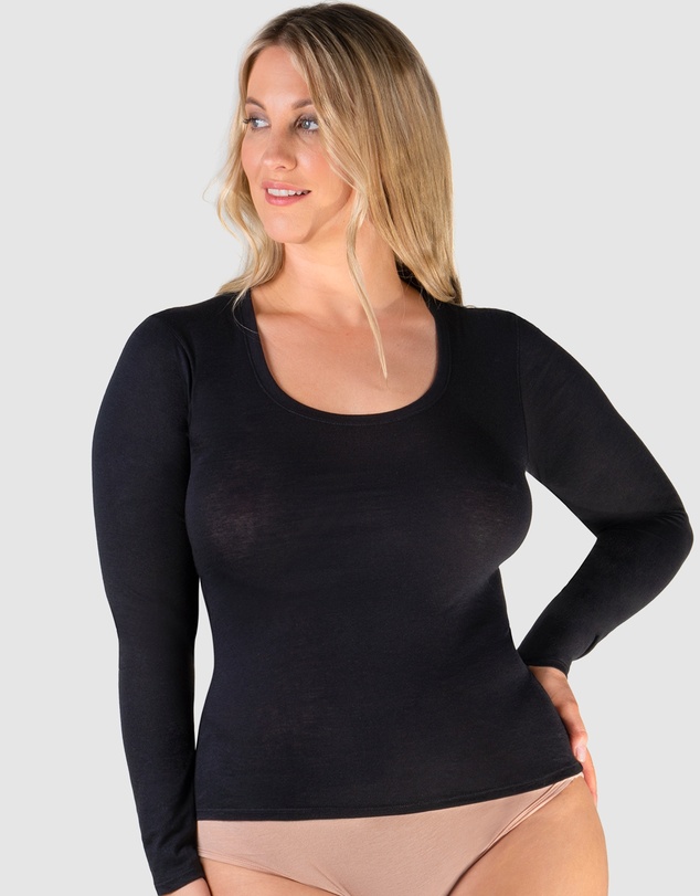 B Free Intimate Apparel - Superfine﻿ 100% Cotton Long Sleeve Top - 2 Pack
