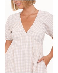 Petal & Pup - Cadhla Mini Dress - Beige Gingham