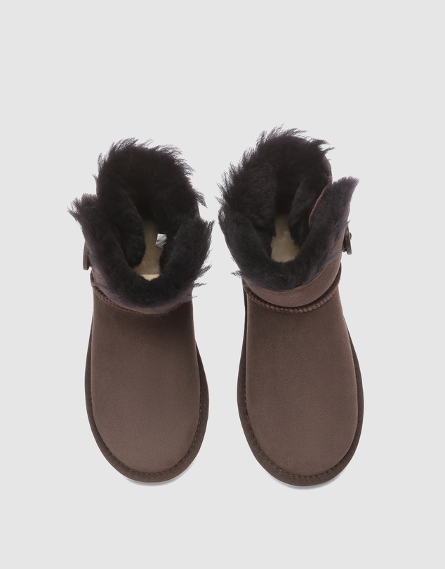 EVERAU - Australian Shepherd Ugg Mini Button Sheepskin Upper UGG Boots