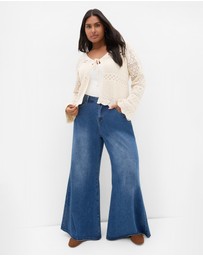 City Chic - Crochet Love Tie Front Top