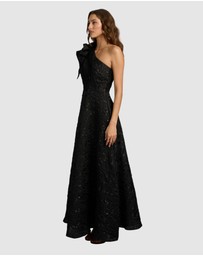 Romance by Honey and Beau - Crechia Jacquard One Shoulder Dress