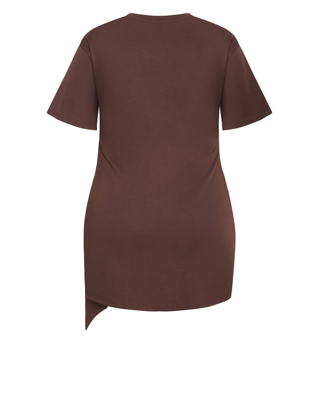 City Chic - Plus size Gina Waist Detail Mini Dress - chocolate