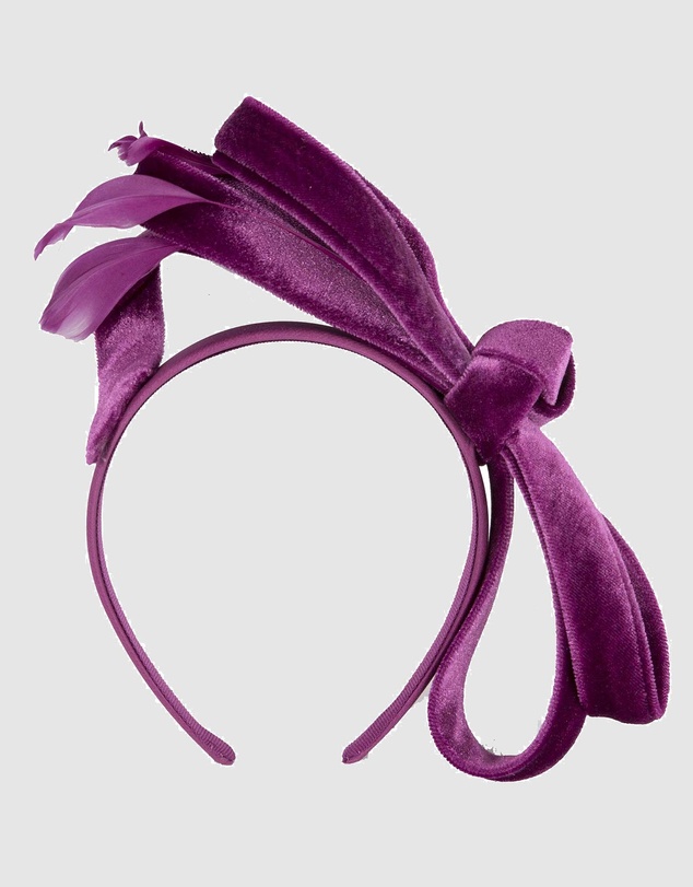 Max Alexander - Large Purple Velvet Bow Racing Fascinator
