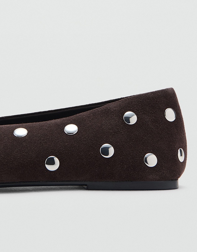 M.N.G - Suede Studded Ballet Flats