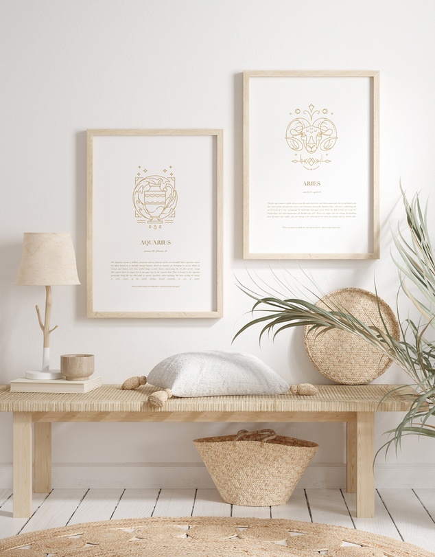 Olive et Oriel - Aquarius Celestial Zodiac Art Print A3