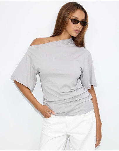 Dazie - Hazel Ruched Jersey Short Sleeve Top