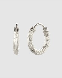 Kuzzoi - ICONIC EXCLUSIVE - Earrings Hoops Men Textured Design 925 Sterling Silver