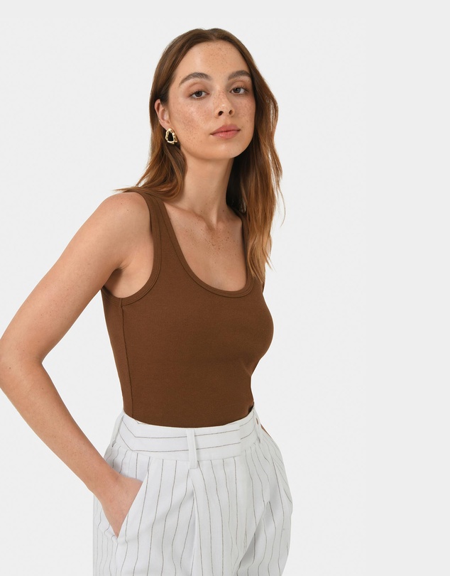 Forcast - Devin Ribbed Singlet Top