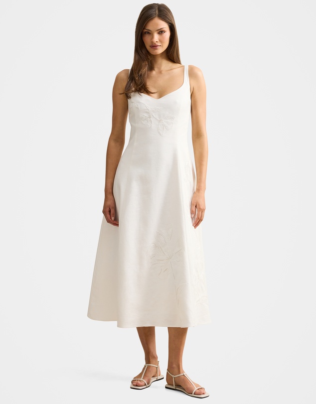 Carla Embroidery Sequin Midi Dress by Forever New Online | THE ICONIC |  Australia