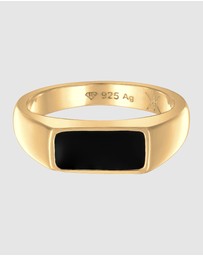 Kuzzoi - ICONIC EXCLUSIVE - Ring Men Signet in 925 Sterling Silver Gold Plated