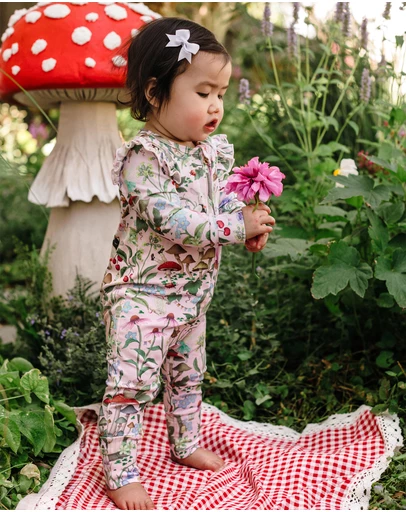 Fleur Harris - 'Enchanted Flowers Party' Precious Frill Coverall in Sugar Pink