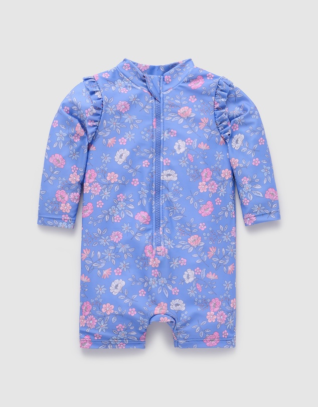Purebaby - Printed Long Sleeve Rashie Sunsuit- Kids-Babies