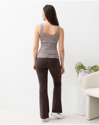 Angel Maternity - New Deluxe Flare Maternity Legging Pants in Black