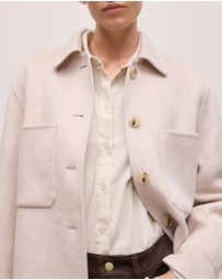Trenery - Brushed Wool Shacket in Oatmeal Marle