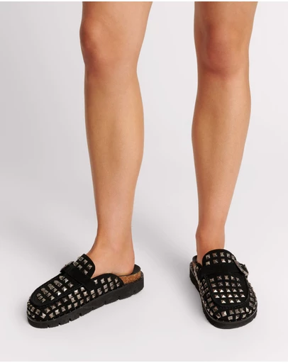 ONE TEASPOON - Studded Black Phoenix Slides