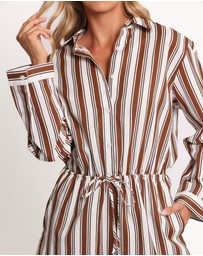 Petal & Pup - Beau Long Sleeve Playsuit - Chocolate Stripe