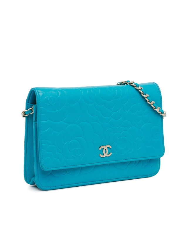 Pre-Loved by Azura Reborn - Pre-Loved Chanel Camelia Crossbody Wallet Turquoise