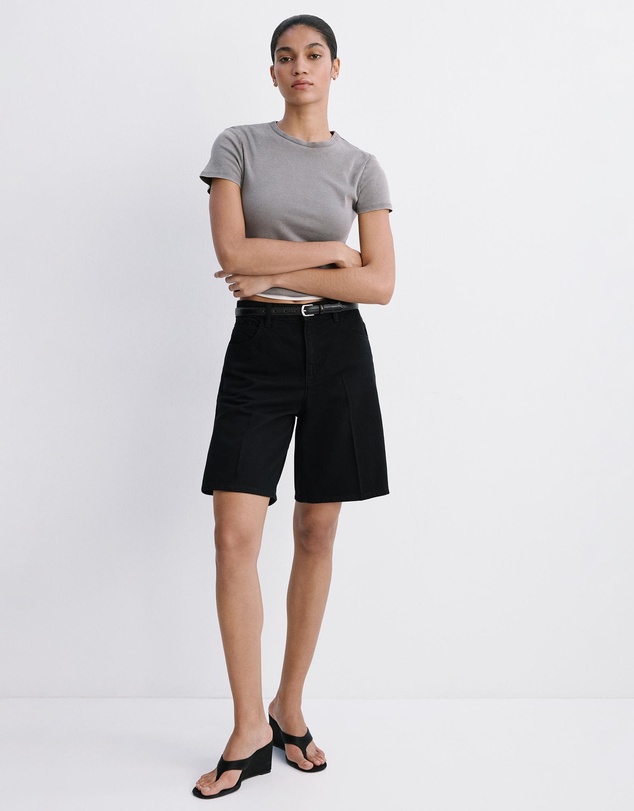 M.N.G - High-Waist Straight-Fit Denim Shorts