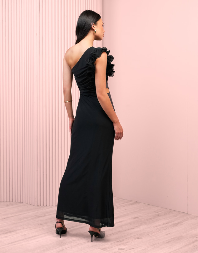 Azzurielle - Moore One Shoulder Frill Dress