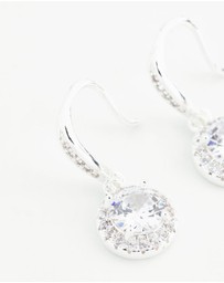 Lovisa - Silver Plated Round Halo Cubic Zirconia Drop Earrings