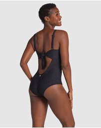 Leonisa - Glittery Backless Tummy Shaping One-Piece Swimsuit with Mesh