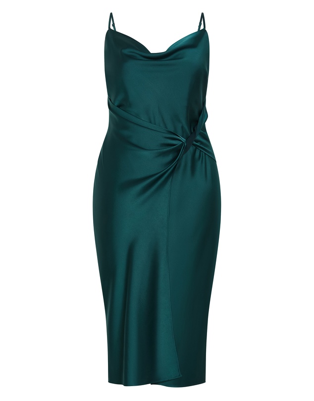 City Chic - Plus size Adelina Twist Slip Dress - emerald