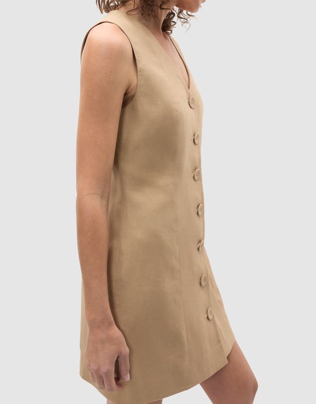 Seed Heritage - Linen V Neck Button Mini Dress