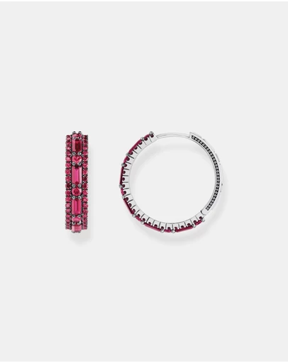THOMAS SABO - Hoop earrings with ruby red stones