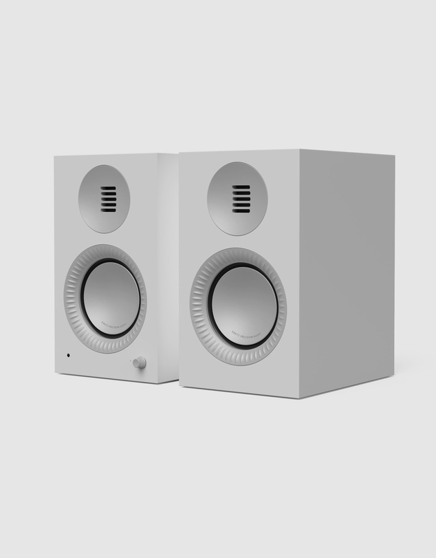 iWorld - Kanto TUK (2nd Gen) 260 W Premium Powered Speaker System with Bluetooth 5.4, Dual RCA and USB-C Inputs - Matte White w/ Aluminum