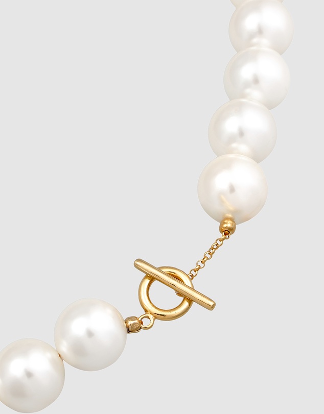 Elli Jewelry - Shell Pearl T-Bar Necklace in Gold-Plated 925 Silver