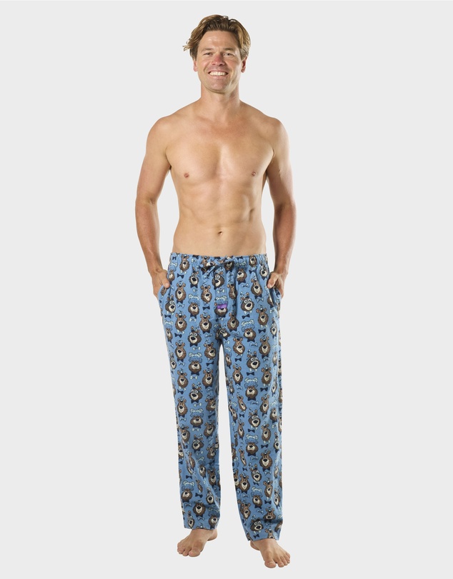 Mitch Dowd - Mens Grizzly Bear Flannel Pyjama Pant - Blue