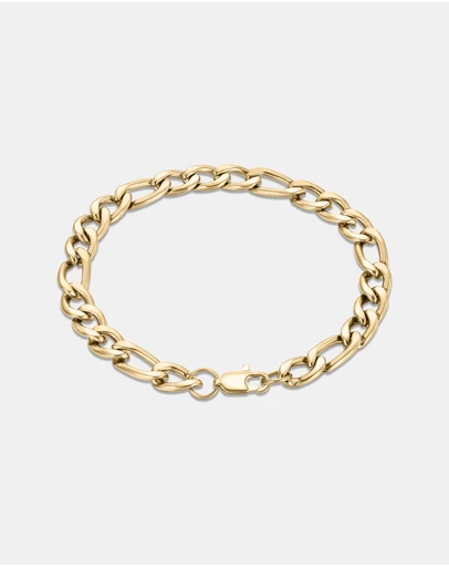 Eclectics - 18K Gold Token Figaro Chain Bracelet