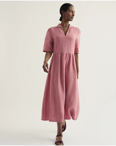 Seasalt - Seasalt Cornwall Pink Fen Violet Linen Midi Dress