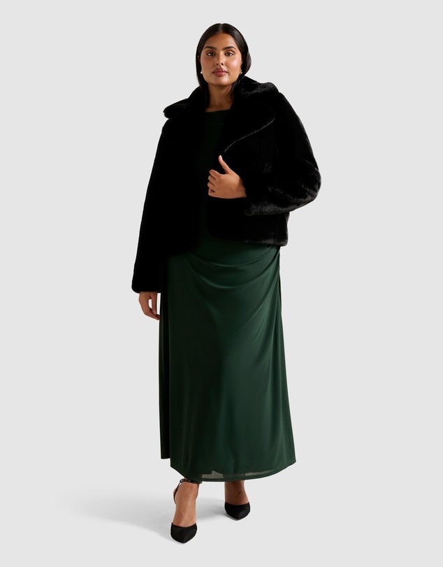 Forever New Curve - Anara Curve Panelled Faux Fur Coat