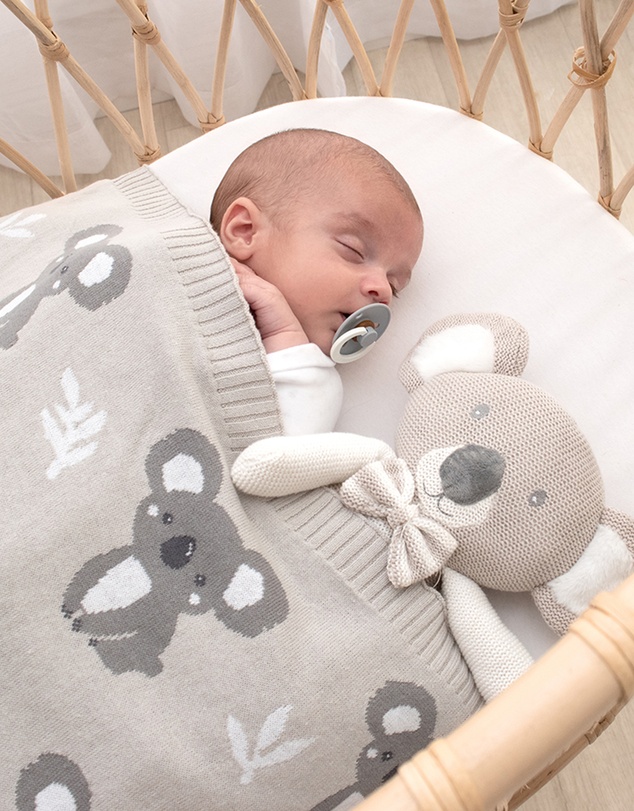 Living Textiles - Australiana Jacquard Blanket - Koala/Grey