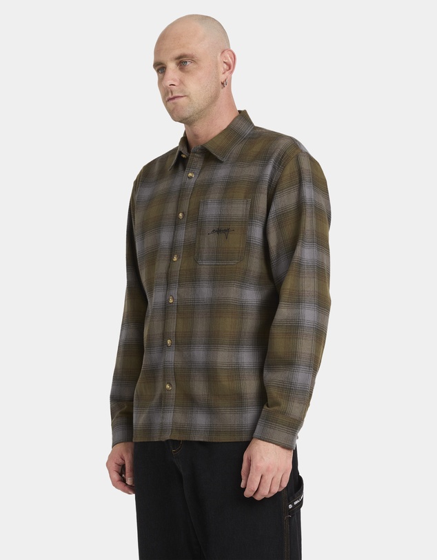 Billabong - Mens Script Long Sleeve Flannel Shirt