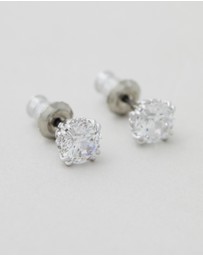 Swarovski - Stilla stud earrings, Round cut, White, Rhodium plated