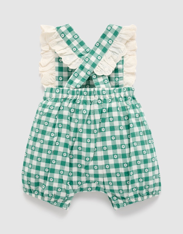 Purebaby - Gingham Overall Bodysuit-Kids-Babies