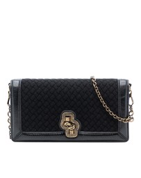 Pre-Loved by Azura Reborn - Pre-Loved Karung Trimmed Knit Intrecciato Knot Clutch On Chain