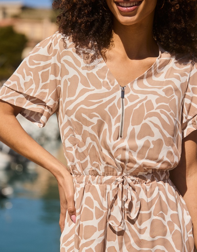 Sosandar - Morocco Print Frill Sleeve Tie Waist Dress