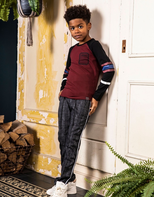 B.Nosy - Check Pants with Contrast Tape - Kids-Teens