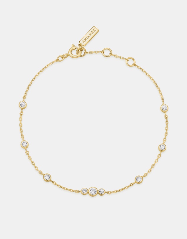 Ania Haie - Ania Haie Gold Sparkling Bezel Cubic Zirconia Station Bracelet